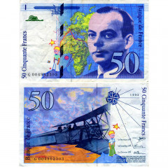 50 франков 1992 года - Франция (Pick 157.а (Сент-Экзюпери) F-VF