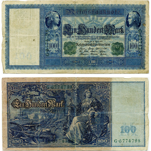 100 марок 1910 года - Германия (Pick 43) G-VG