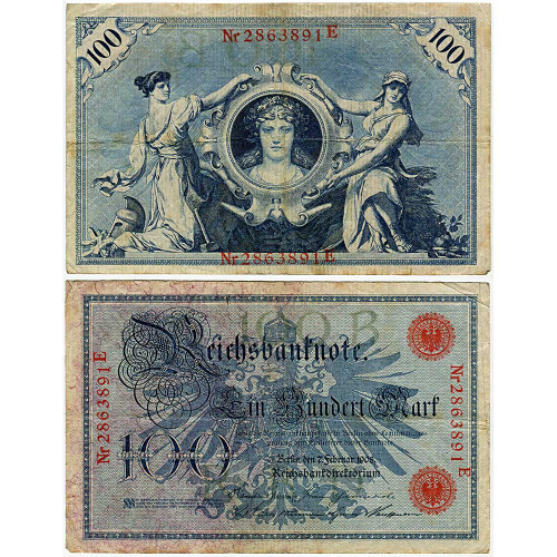 100 марок 1908 года - Германия (Pick 33) G-VG