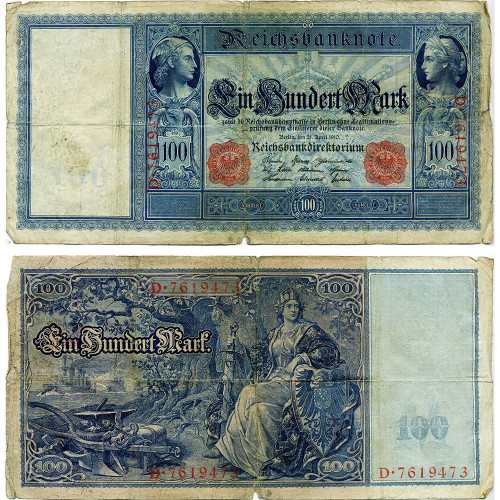 100 марок 1910 года - Германия (Pick 42) G-VG