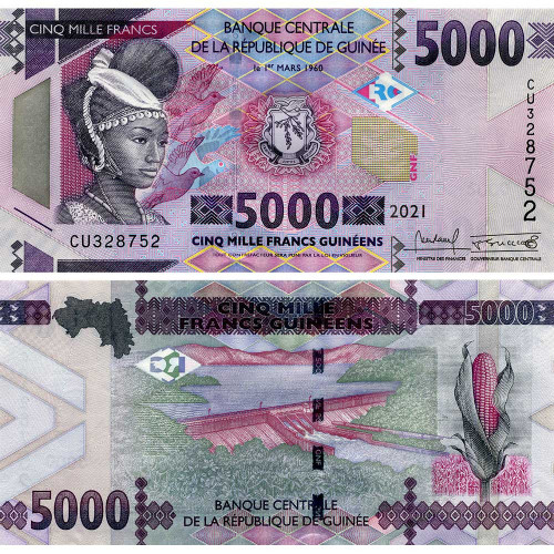 5000 франков 2021 года - Гвинея (Pick 49) UNC