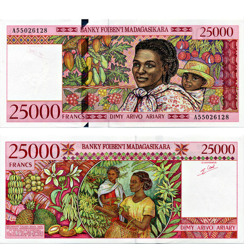 25000 франков 1998 года - Мадагаскар (Pick 82) XF