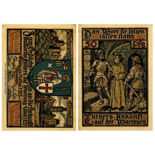 Нотгельд 50 пфеннигов 1921 года - Eisenach (Айзенах) - Mehl 320.2 - Вариант 1) XF