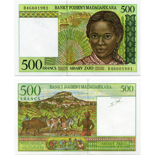 500 франков 1994 года - Мадагаскар (Pick 75) aUNC