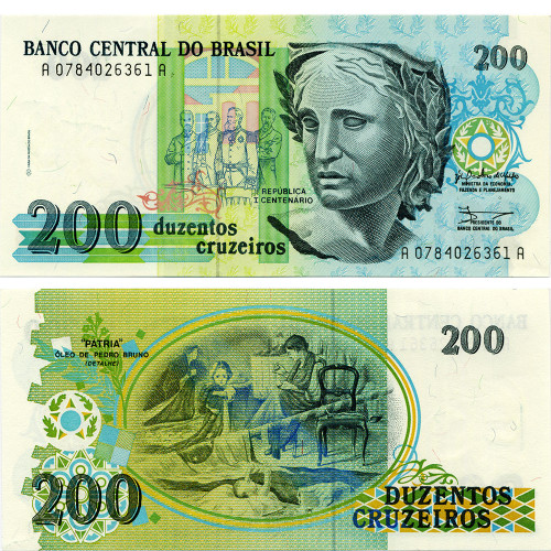 200 крузейро 1990 года - Бразилия (Pick 229) UNC