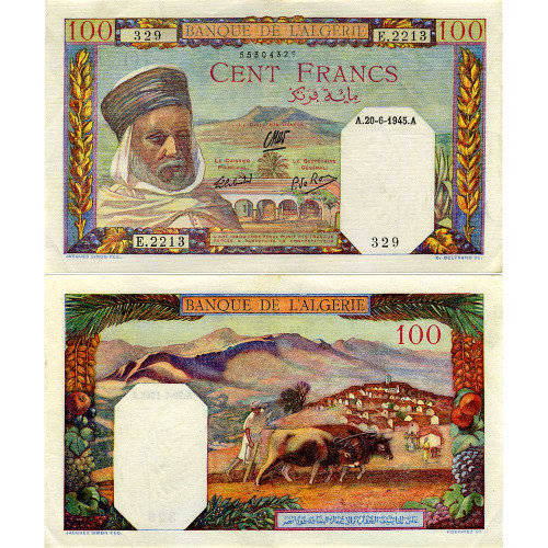 100 франков 1945 года - Алжир (Pick 88) XF