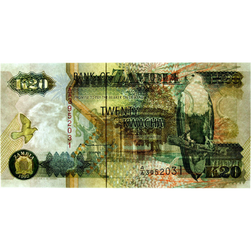 20 квача 1992 года - Замбия (Pick 36) UNC