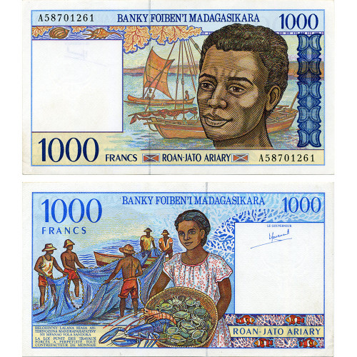 1000 франков 1994 года - Мадагаскар (Pick 76) UNC