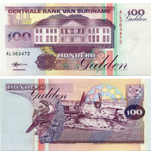 100 гульденов 1991-1998 гг - Суринам (Pick 139) UNC