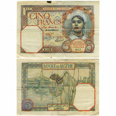5 франков 1941 года - Алжир (Pick 77b) G-VG