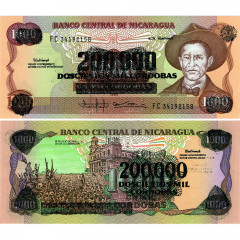 200000 кордоба на 1000 кордоба 1990 год - Никарагуа (Pick 162) UNC