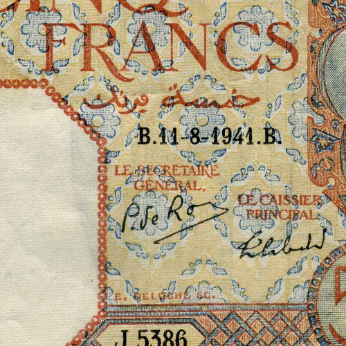 5 франков 1941 года - Алжир (Pick 77b) F-VF