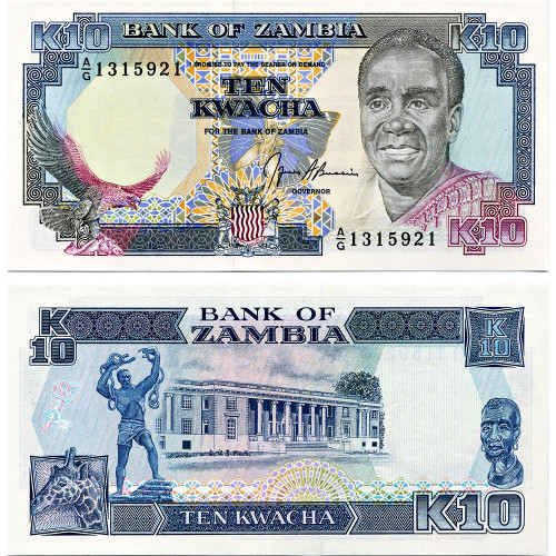 10 квача 1989 года - Замбия (Pick 31b) UNC