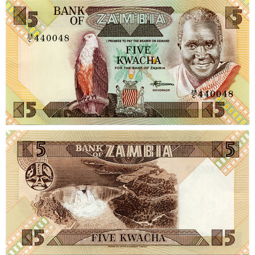 5 квача 1986-1987 гг - Замбия (Pick 25.d) UNC