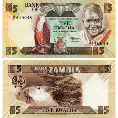 5 квача 1986-1987 гг - Замбия (Pick 25.d) UNC