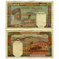 100 франков 1945 года - Алжир (Pick 88) G-VG