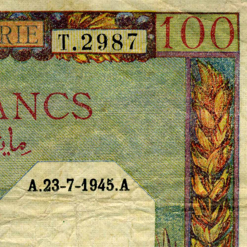 100 франков 1945 года - Алжир (Pick 88) G-VG