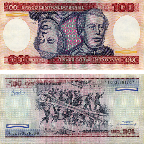 100 крузейро 1984 г - Бразилия (Pick 198b) UNC