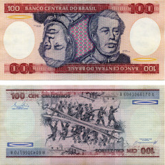100 крузейро 1984 г - Бразилия (Pick 198b) UNC