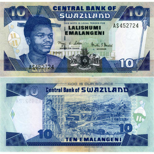 10 эмалангени 2001 года - Свазиленд (Pick 29a) UNC