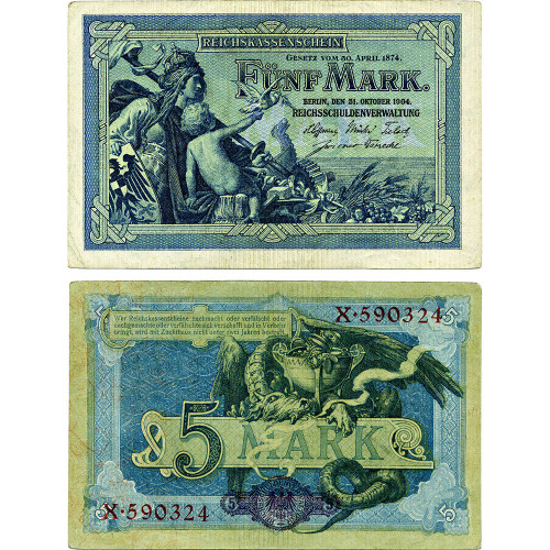 5 марок 1904 года - Германия (Pick 8.a) F-VF