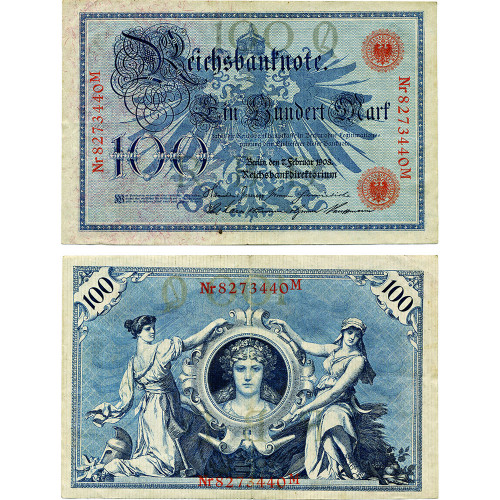 100 марок 1908 года - Германия (Pick 33) F