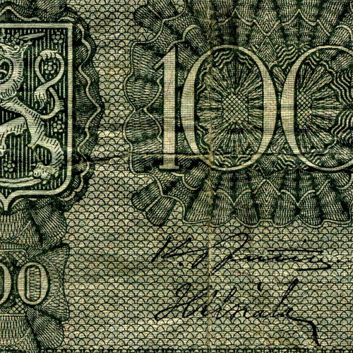 100 марок 1945 года - Финляндия - Литера В (Pick 88) G-VG