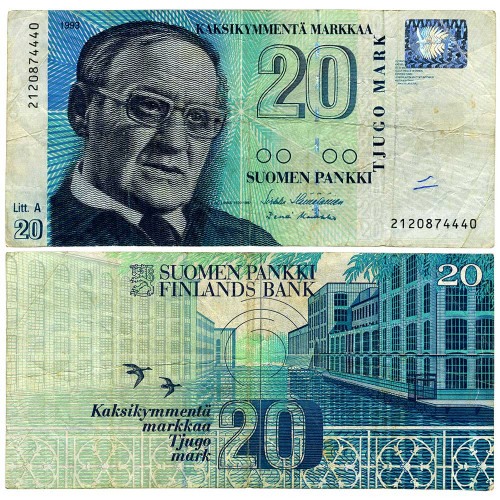 20 марок 1993 (1997) гг - Финляндия (Pick 123) G-VG