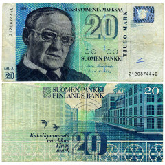 20 марок 1993 (1997) гг - Финляндия (Pick 123) G-VG