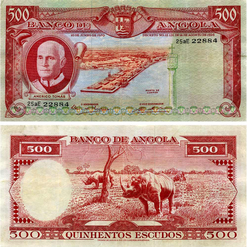 500 эскудо 1970 года - Ангола (Pick 97) F-VF