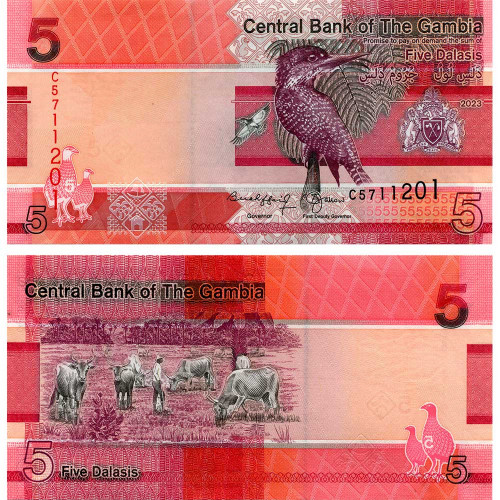 5 даласи 2023 (2024) года - Гамбия (Pick W37) UNC