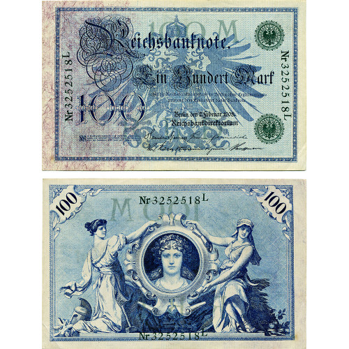 100 марок 1908 года - Германия (Pick 34) F-VF
