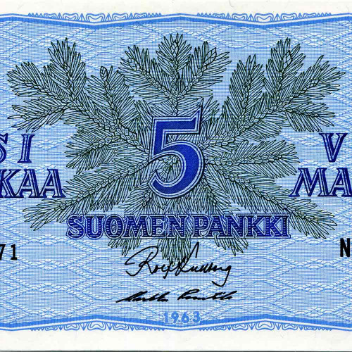 5 марок 1963 года - Финляндия (Pick 106A) aUNC - Литера В