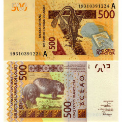 500 франков 2019 года - Кот-д'Ивуар (Pick 119А) UNC