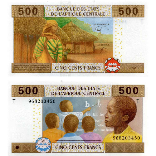 500 франков 2002 года - Центрально-Африканские штаты (Конго) (Pick 106T) UNC