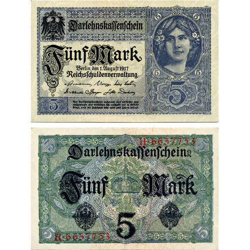 5 марок 1917 года - Германия (Pick 56.a) VF