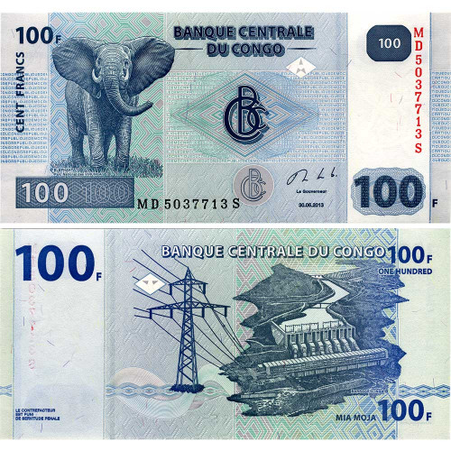 100 франков 2013 года - ДР Конго UNC