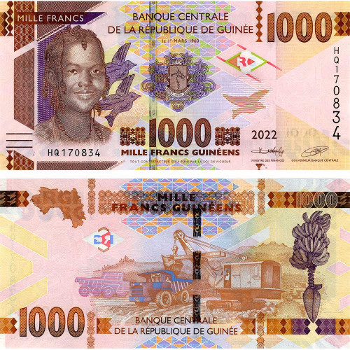 1000 франков 2022 года - Гвинея (Pick 48) UNC