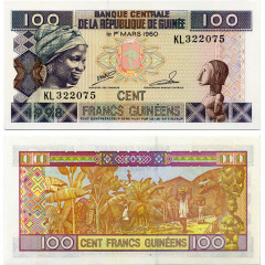 100 франков 1998 года - Гвинея (Pick 35.a) UNC
