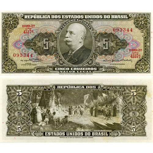 5 крузейро 1964 г - Бразилия (Pick 176d) aUNC