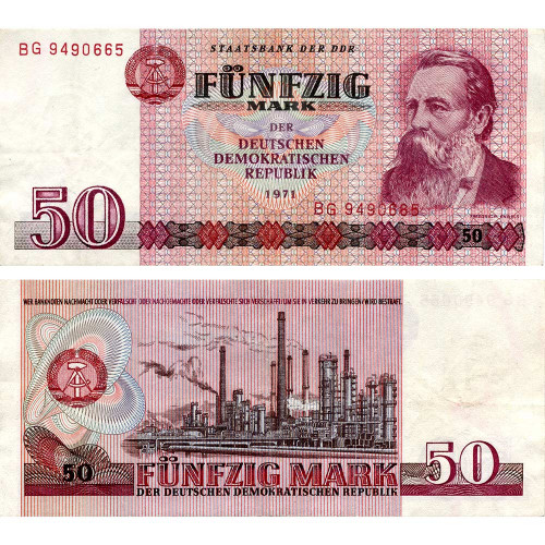 50 марок 1971 года - ГДР (Pick 30.a) F-VF