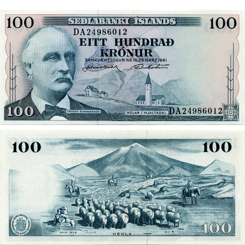 100 крон 1961 года - Исландия (Pick 44) aUNC