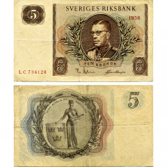 5 крон 1955-1961 г - Швеция (Pick 42) G-VG