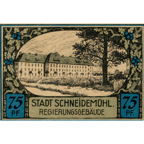 Нотгельд 75 пфеннигов 1921 года - Германия - Schneidemühl (Шнайдемюль) F-VF