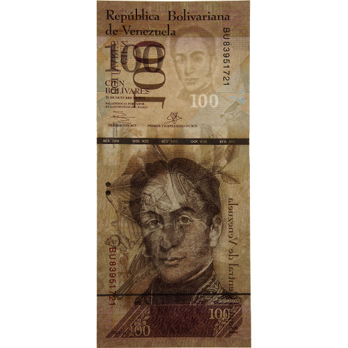 100 боливаров 2013 года - Венесуэла - 29 октября 2013 года - UNC