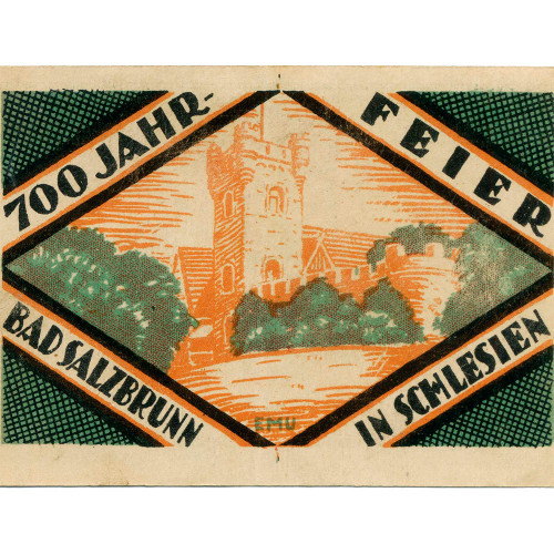 Нотгельд 50 пфеннигов 1921 года - Германия - Ober Salzbrunn (Зальцбрунн) F-VF