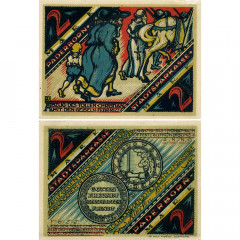 Нотгельд 2 марки 1921 года - Германия - Paderborn (Падерборн) - Вариант 9) XF