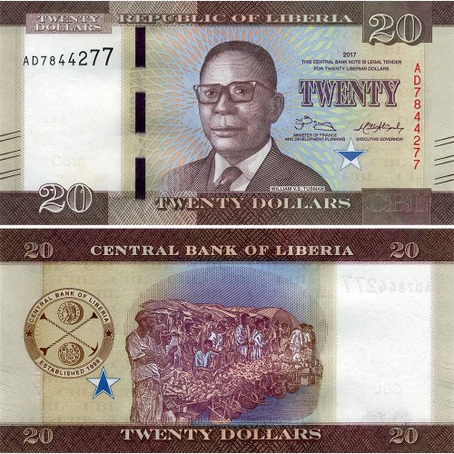 20 долларов 2017 года - Либерия (Pick 33b) UNC
