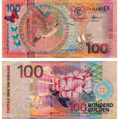 100 гульденов 2000 года - Суринам (Pick 149) F-VF