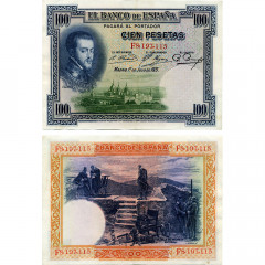 100 песет 1925 года (Выпуск 1936 года) - Испания (Pick 69.c) - VF